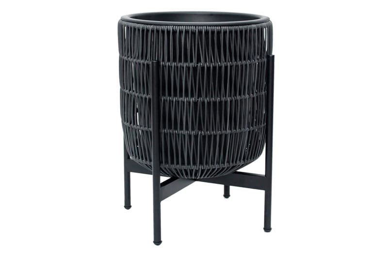 Kukkaruukku Wicker Telineellä 38x38xH49 cm Musta - Piha & ulkoaltaat - Viljely & puutarhanhoito - Kasvatus - Kukkaruukku & Istutusastia - Suuret kukkaruukut