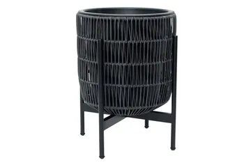 Kukkaruukku Wicker Telineellä 38x38xH49 cm Musta - Piha & ulkoaltaat - Viljely & puutarhanhoito - Kasvatus - Kukkaruukku & Istutusastia - Suuret kukkaruukut