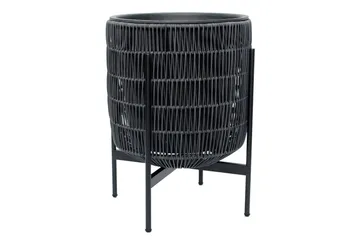 Kukkaruukku Wicker Telineellä 38x38xH49 cm Musta - Piha & ulkoaltaat - Viljely & puutarhanhoito - Kasvatus - Kukkaruukku & Istutusastia - Suuret kukkaruukut