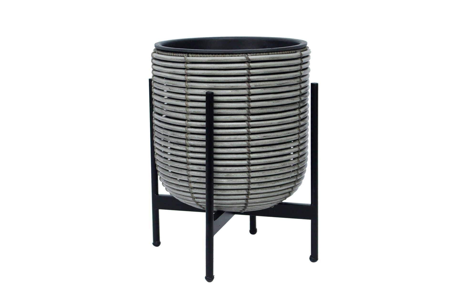Kukkaruukku Wicker Telineellä 30x30xH38 cm Harmaa