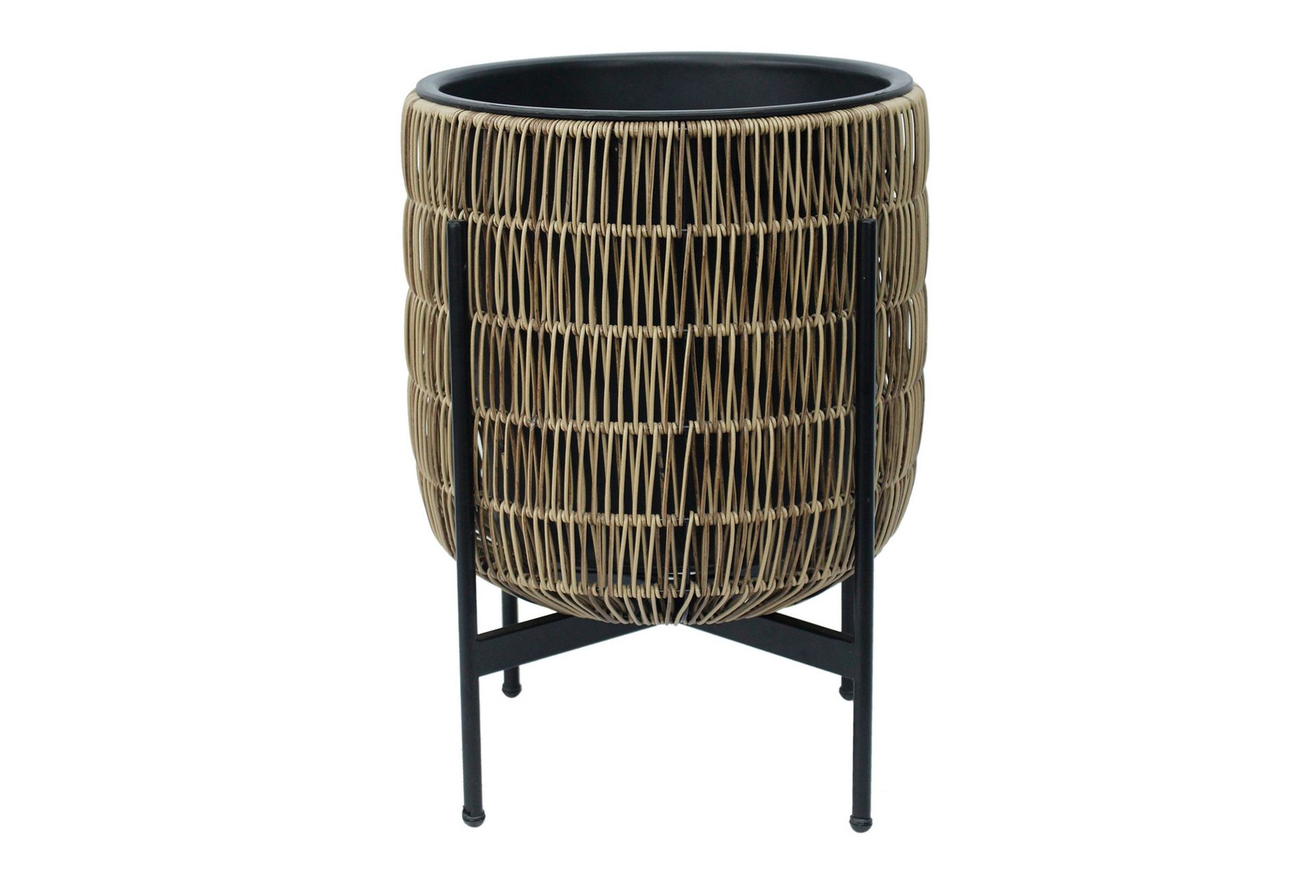 Kukkaruukku Wicker Telineellä 38x38xH49 cm Vaaleanruskea