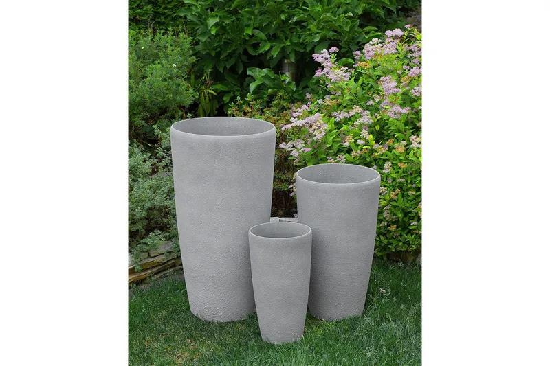 Trädgårdskruka Beliani Abdera set om 2 Grå, 23x23x42 cm Grey - Piha & ulkoaltaat - Viljely & puutarhanhoito - Kasvatus - Kukkaruukku & Istutusastia - Suuret kukkaruukut