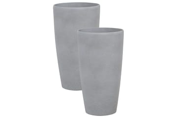 Trädgårdskruka Beliani Abdera set om 2 Grå, 31x31x58 cm Grey - Piha & ulkoaltaat - Viljely & puutarhanhoito - Kasvatus - Kukkaruukku & Istutusastia - Suuret kukkaruukut