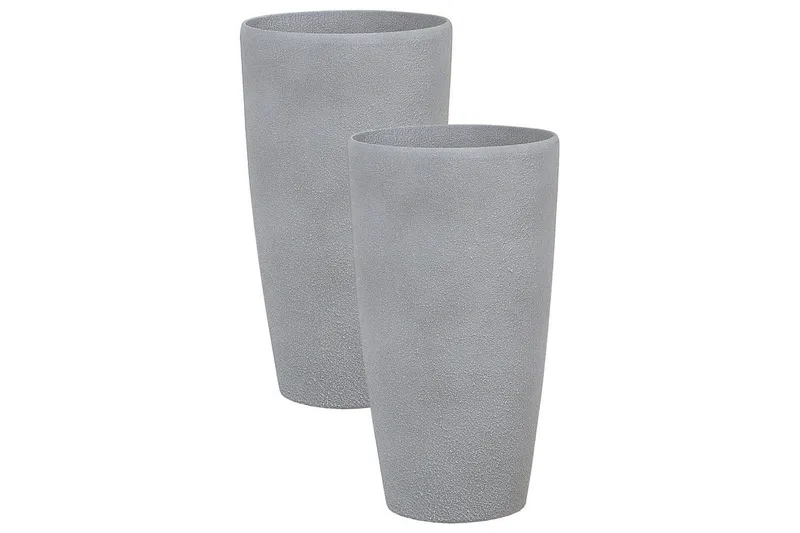 Trädgårdskruka Beliani Abdera set om 2 Grå, 31x31x58 cm Grey