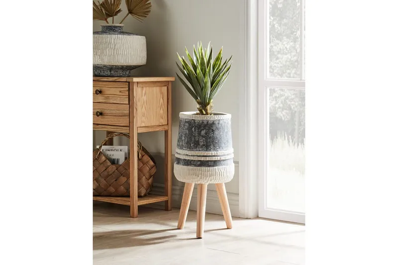 Trädgårdskruka Beliani Arisaema Light grey||Beige||Light colored wood - Piha & ulkoaltaat - Viljely & puutarhanhoito - Kasvatus - Kukkaruukku & Istutusastia - Suuret kukkaruukut