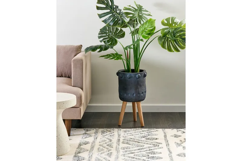 Trädgårdskruka Beliani Brunnera Light grey||blue||Light colored wood - Piha & ulkoaltaat - Viljely & puutarhanhoito - Kasvatus - Kukkaruukku & Istutusastia - Suuret kukkaruukut