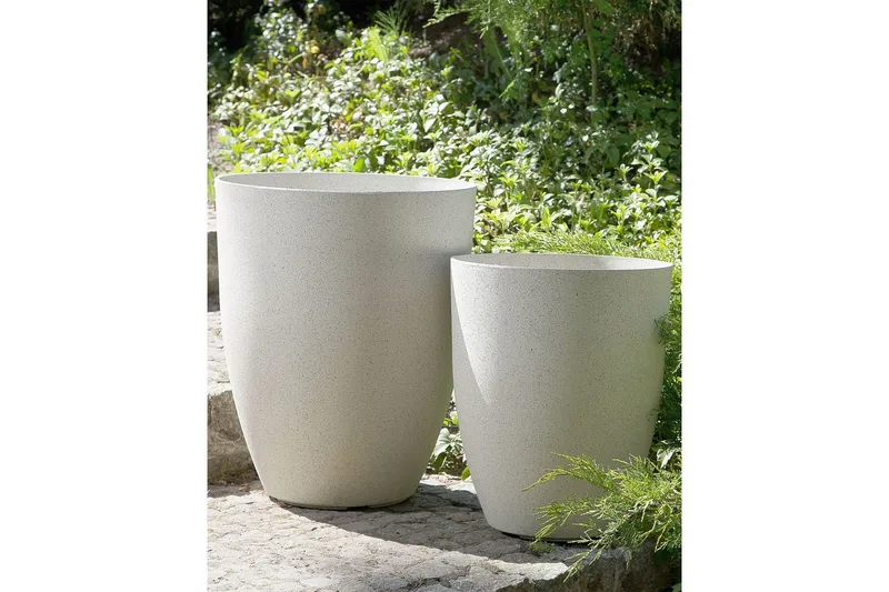 Trädgårdskruka Beliani Croton set om 2 Grå, 35x35x42 cm White - Piha & ulkoaltaat - Viljely & puutarhanhoito - Kasvatus - Kukkaruukku & Istutusastia - Suuret kukkaruukut