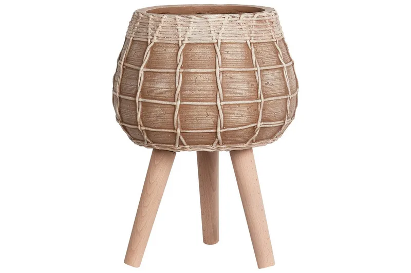 Trädgårdskruka Beliani Darmera Brown, Light colored wood, Beige