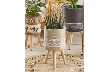 Trädgårdskruka Beliani Milina Beige||White||Light colored wood - Piha & ulkoaltaat - Viljely & puutarhanhoito - Kasvatus - Kukkaruukku & Istutusastia - Suuret kukkaruukut