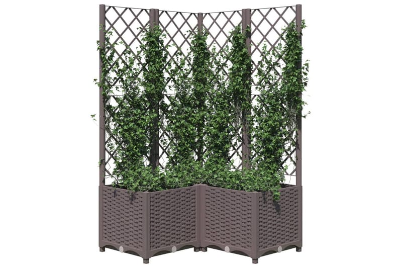 Kukkalaatikko säleiköllä ruskea 80x80x136 cm PP - Ruskea - Piha & ulkoaltaat - Viljely & puutarhanhoito - Kasvatus - Kukkaruukku & Istutusastia - Viljelylaatikko