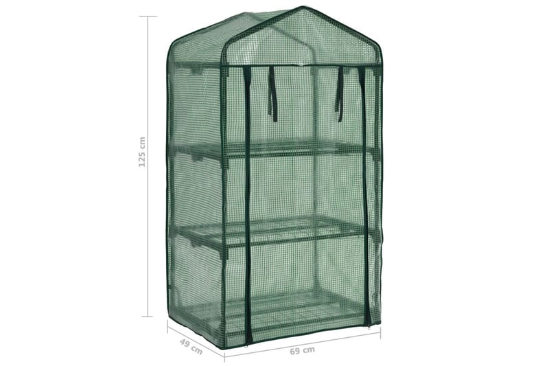 3-tasoinen minikasvihuone 69x49x125 cm - Vihreä - Piha & ulkoaltaat - Viljely & puutarhanhoito - Kasvihuone
 - Vapaasti seisova kasvihuone