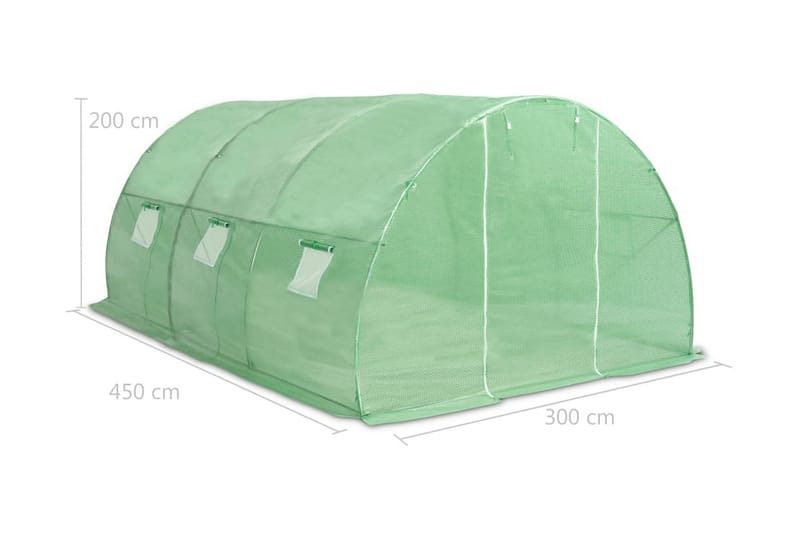 Kasvihuone 13,5m² 450x300x200 cm - Vihreä - Piha & ulkoaltaat - Viljely & puutarhanhoito - Kasvihuone
 - Vapaasti seisova kasvihuone