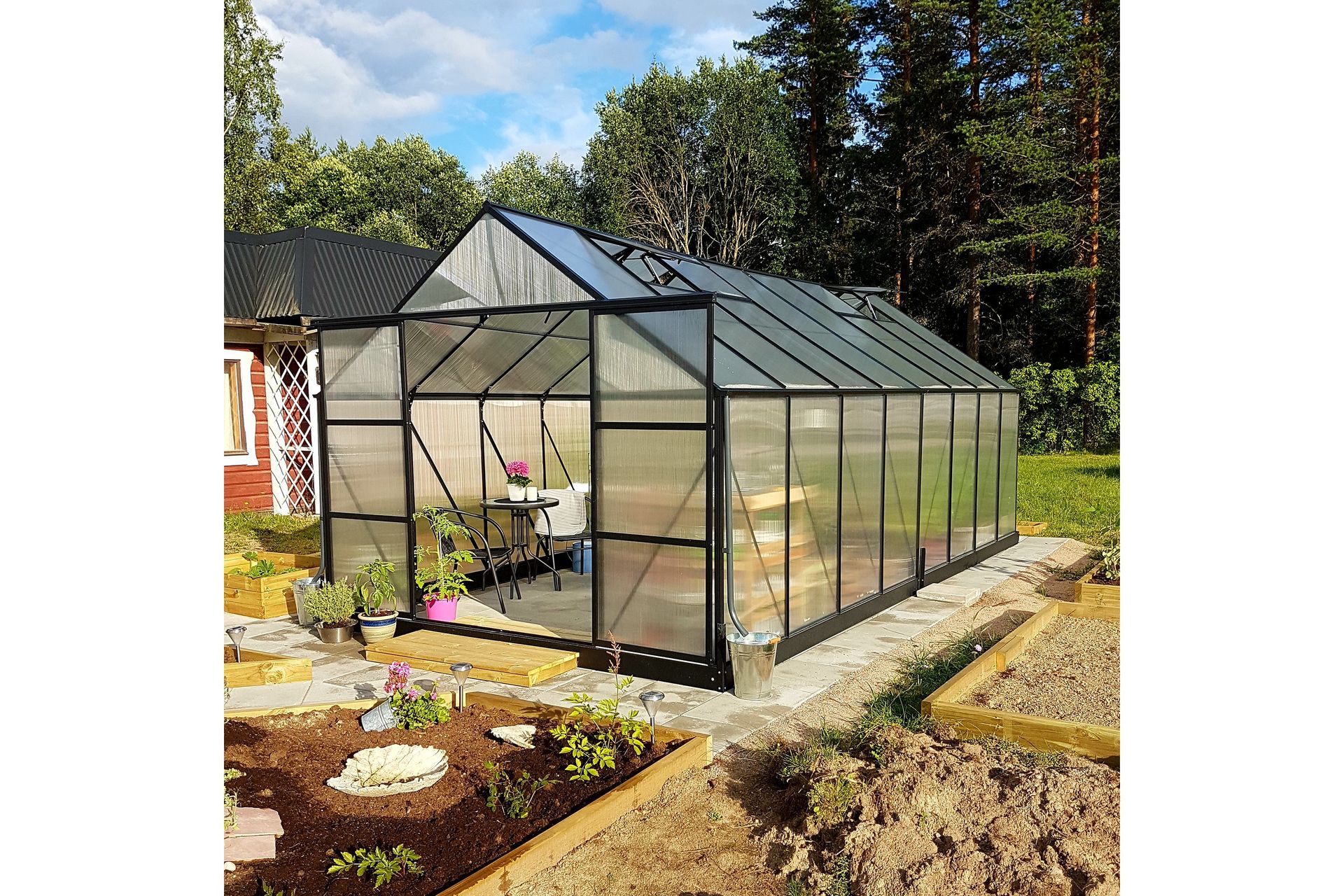 Kasvihuone 18m² Premium | Erityiskorkea viljelykorkeus - Piha & ulkoaltaat - Viljely & puutarhanhoito - Kasvihuone
 - Vapaasti seisova kasvihuone