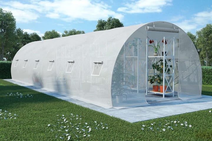 Kasvihuone 27m² 900x300x200 cm - Valkoinen - Vapaasti seisova kasvihuone - Kasvihuone