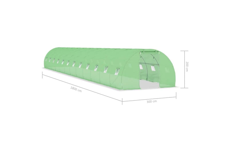 Kasvihuone 54m² 18x3x2 m - Vihreä - Piha & ulkoaltaat - Viljely & puutarhanhoito - Kasvihuone
 - Vapaasti seisova kasvihuone