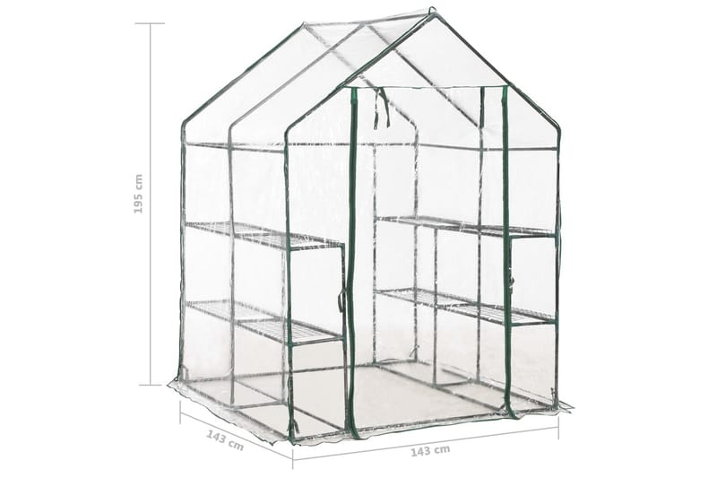 Kasvihuone 8 hyllyllä 143x143x195 cm - Läpinäkyvä - Piha & ulkoaltaat - Viljely & puutarhanhoito - Kasvihuone
 - Vapaasti seisova kasvihuone