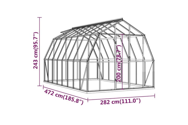 Kasvihuone alumiinirungolla antrasiitti 13,31 m² - Antrasiitti - Vapaasti seisova kasvihuone - Kasvihuone