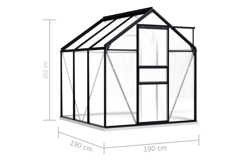 Kasvihuone alumiinirungolla antrasiitti 3,61 m³ - Antrasiitti - Piha & ulkoaltaat - Viljely & puutarhanhoito - Kasvihuone
 - Vapaasti seisova kasvihuone