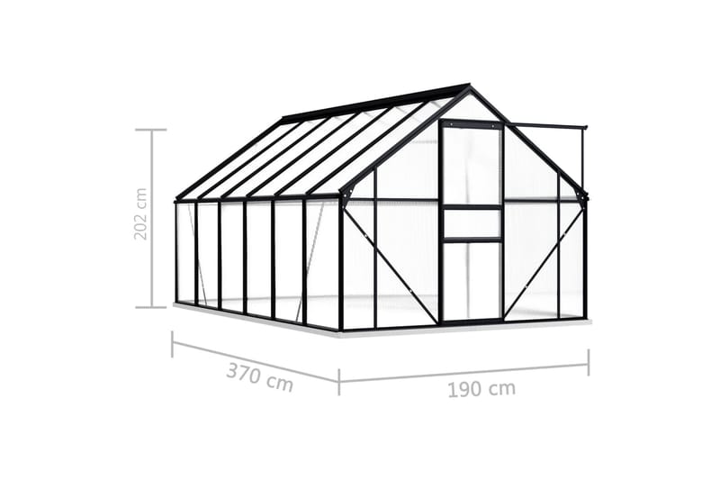 Kasvihuone alumiinirungolla antrasiitti 7,03 m³ - Antrasiitti - Vapaasti seisova kasvihuone - Kasvihuone
