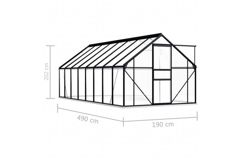 Kasvihuone alumiinirungolla antrasiitti 9,31 m³ - Antrasiitti - Vapaasti seisova kasvihuone - Kasvihuone