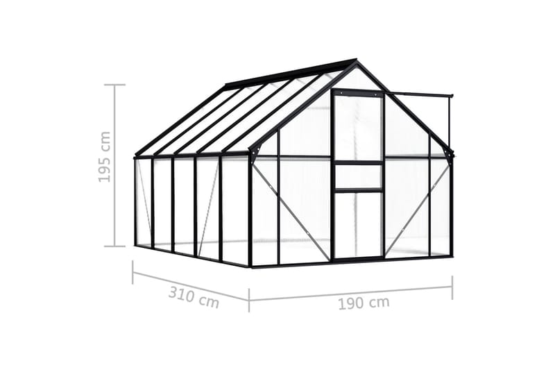 Kasvihuone antrasiitti alumiini 5,89 m³ - Antrasiitti - Piha & ulkoaltaat - Viljely & puutarhanhoito - Kasvihuone
 - Vapaasti seisova kasvihuone