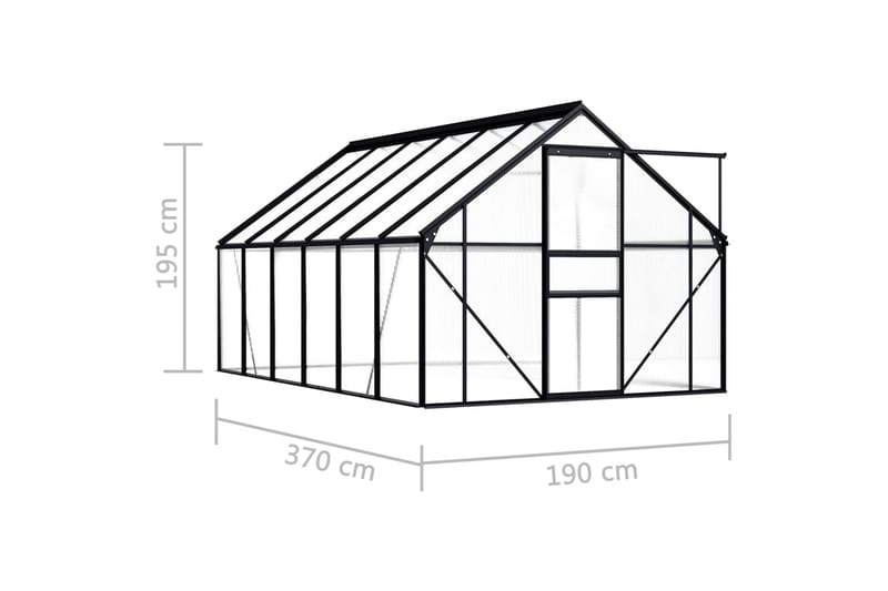Kasvihuone antrasiitti alumiini 7,03 m³ - Antrasiitti - Vapaasti seisova kasvihuone - Kasvihuone