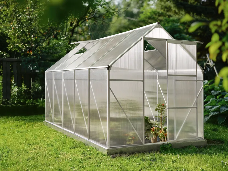 Kasvihuone puutarhaan Apulia Hopea 315 cm - Hopea/Läpinäkyvä - Piha & ulkoaltaat - Viljely & puutarhanhoito - Kasvihuone - Vapaasti seisova kasvihuone