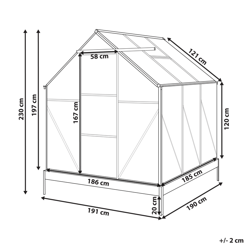 Kasvihuone puutarhaan Apulia Hopea 190 cm - Hopea/Läpinäkyvä - Piha & ulkoaltaat - Viljely & puutarhanhoito - Kasvihuone - Vapaasti seisova kasvihuone
