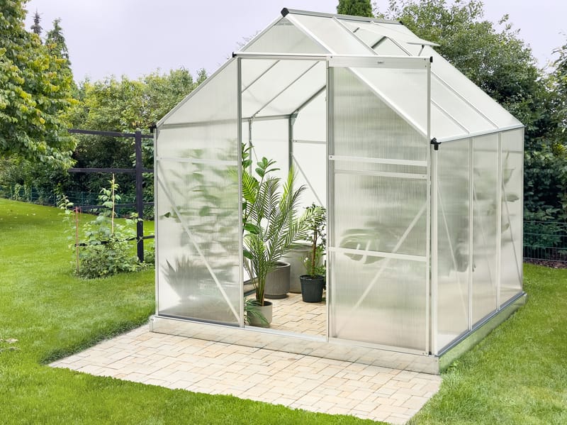 Kasvihuone puutarhaan Apulia Hopea 190 cm - Hopea/Läpinäkyvä - Piha & ulkoaltaat - Viljely & puutarhanhoito - Kasvihuone - Vapaasti seisova kasvihuone