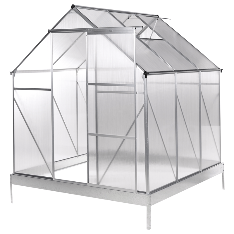 Kasvihuone puutarhaan Apulia Hopea 190 cm - Hopea/Läpinäkyvä - Piha & ulkoaltaat - Viljely & puutarhanhoito - Kasvihuone - Vapaasti seisova kasvihuone