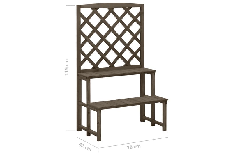 Kasviteline säleiköllä harmaa 70x42x115 cm täysi kuusi - Kasvihuonetarvikkeet - Säleikkö