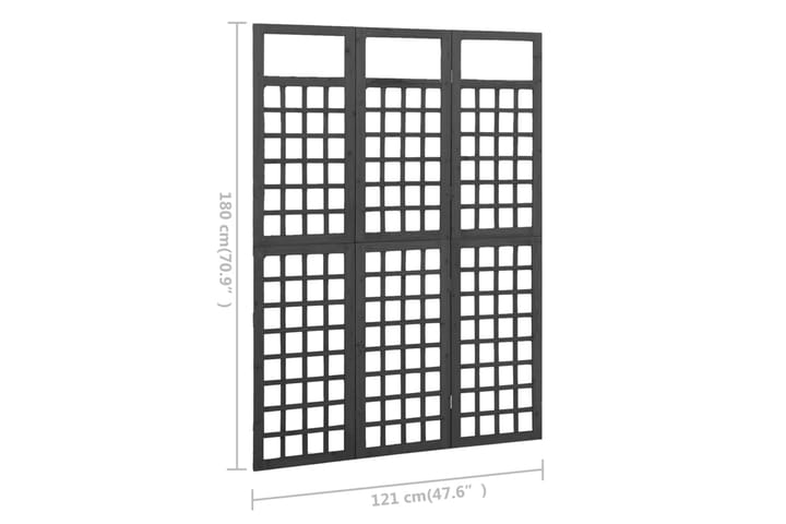 Tilanjakaja/säleikkö 3 paneelia täysi kuusi musta 121x180 cm - Musta - Kasvihuonetarvikkeet - Säleikkö