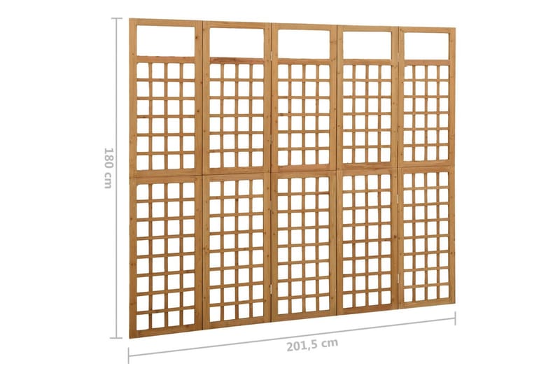 Tilanjakaja/säleikkö 5 paneelia täysi kuusi 201,5x180 cm - Ruskea - Kasvihuonetarvikkeet - Säleikkö