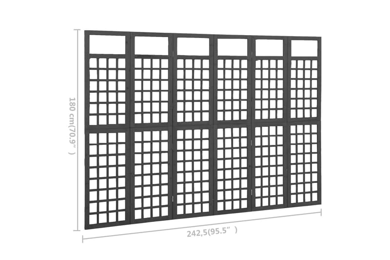 Tilanjakaja/säleikkö 6 paneelia täysi kuusi 242,5x180 cm - Musta - Piha & ulkoaltaat - Viljely & puutarhanhoito - Kasvihuone
 - Kasvihuonetarvikkeet