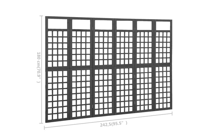 Tilanjakaja/säleikkö 6 paneelia täysi kuusi 242,5x180 cm - Musta - Kasvihuonetarvikkeet - Säleikkö