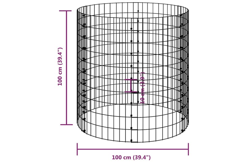 beBasic Puutarhakomposti Ã˜100x100 cm galvanoitu teräs - Hopea - Lehtikompostori - Kompostori