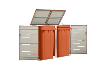 Kahden roska-astian vaja 138x77,5x115,5 cm ruostumaton teräs - Oranssi - Piha & ulkoaltaat - Viljely & puutarhanhoito - Kompostori - Lämpökompostori & kompostiastia