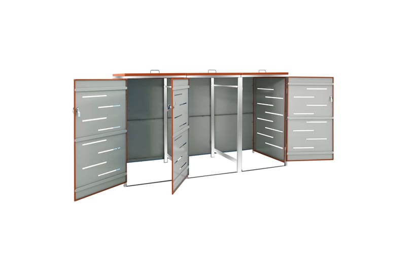 Kolmen roska-astian vaja 207x77,5x115 cm ruostumaton teräs - Oranssi - Piha & ulkoaltaat - Viljely & puutarhanhoito - Kompostori - Lämpökompostori & kompostiastia