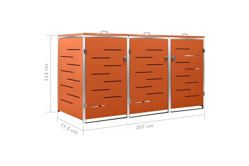 Kolmen roska-astian vaja 207x77,5x115 cm ruostumaton teräs - Oranssi - Piha & ulkoaltaat - Viljely & puutarhanhoito - Kompostori - Lämpökompostori & kompostiastia
