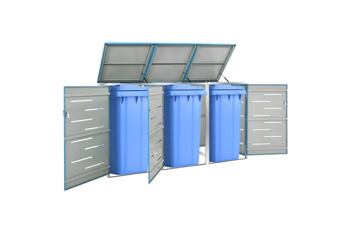 Kolmen roska-astian vaja 207x77,5x115 cm ruostumaton teräs - Sininen - Lämpökompostori & kompostiastia