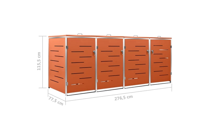 Neljän roska-astian vaja 276,5x77,5x115,5 cm - Oranssi - Piha & ulkoaltaat - Viljely & puutarhanhoito - Kompostori - Lämpökompostori & kompostiastia