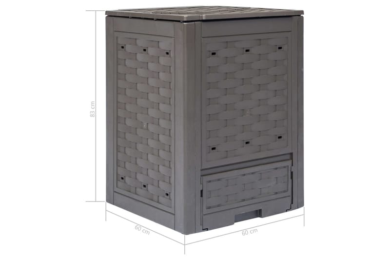 Puutarhan komposti 60x60x83 cm 300 l ruskea - Ruskea - Piha & ulkoaltaat - Viljely & puutarhanhoito - Kompostori - Lämpökompostori & kompostiastia