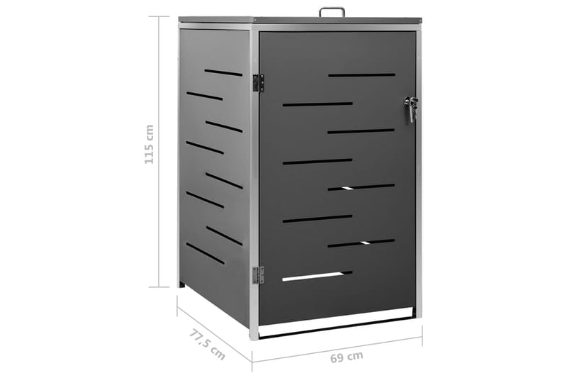 Yhden roska-astian vaja 69x77,5x115 cm ruostumaton teräs - Antrasiitti - Lämpökompostori & kompostiastia