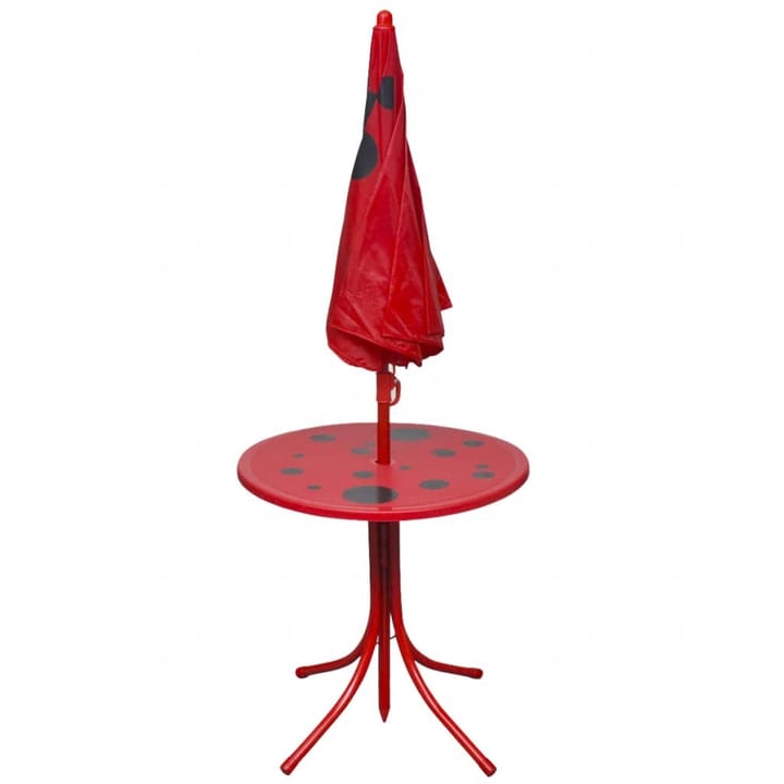 3-osainen Lasten Puutarhan Bistrosarja aurinkovarjolla - Punainen - Aurinkovarjo