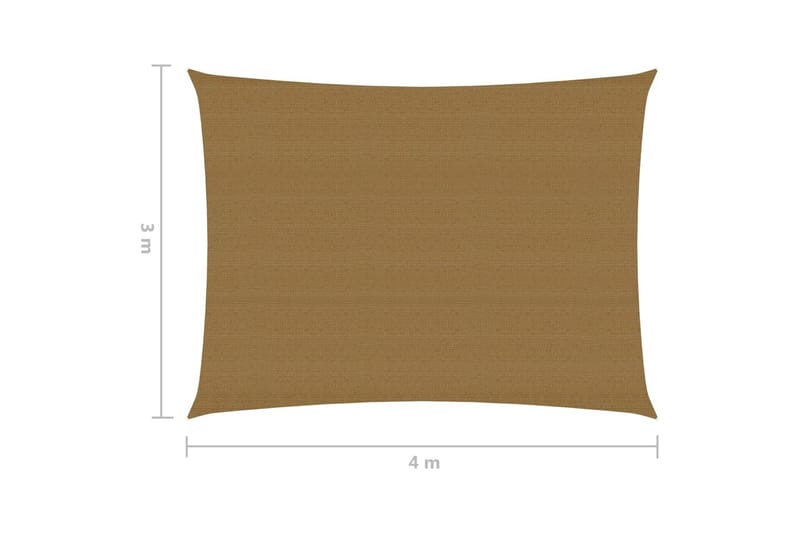 Aurinkopurje 160 g/m² harmaanruskea 3x4 m HDPE - Taupe - Puutarhakalusteet - Aurinkosuoja - Aurinkopurje