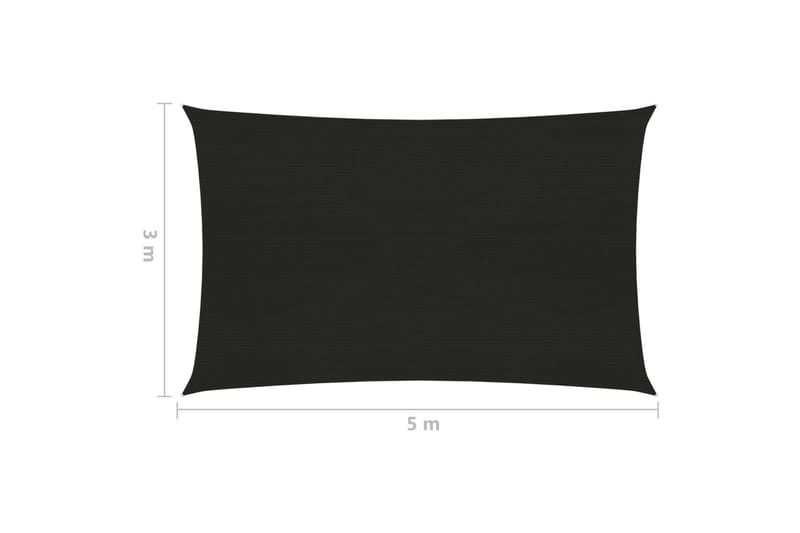 Aurinkopurje 160 g/m² musta 3x5 m HDPE - Musta - Puutarhakalusteet - Aurinkosuoja - Aurinkopurje