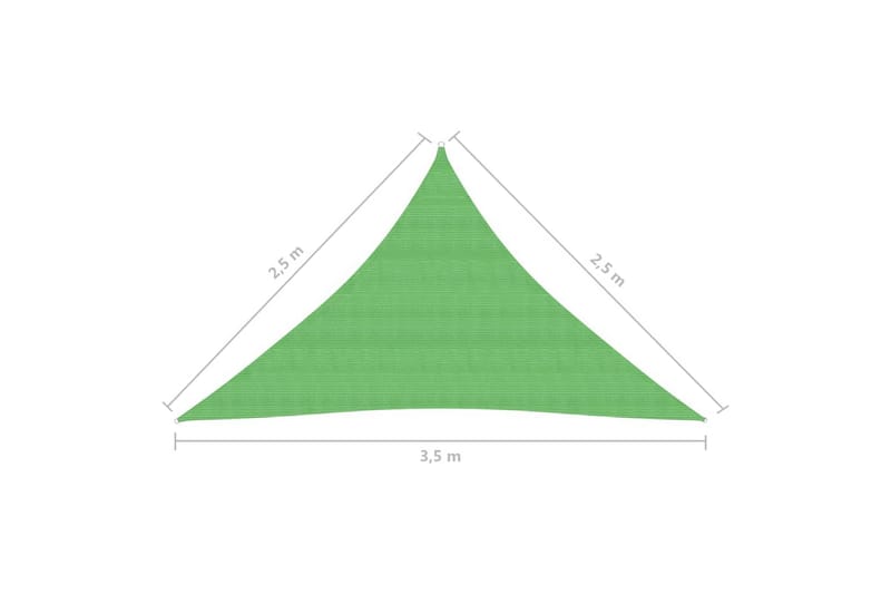 Aurinkopurje 160 g/m² vaaleanvihreä 2,5x2,5x3,5 m HDPE - Vihreä - Puutarhakalusteet - Aurinkosuoja - Aurinkopurje