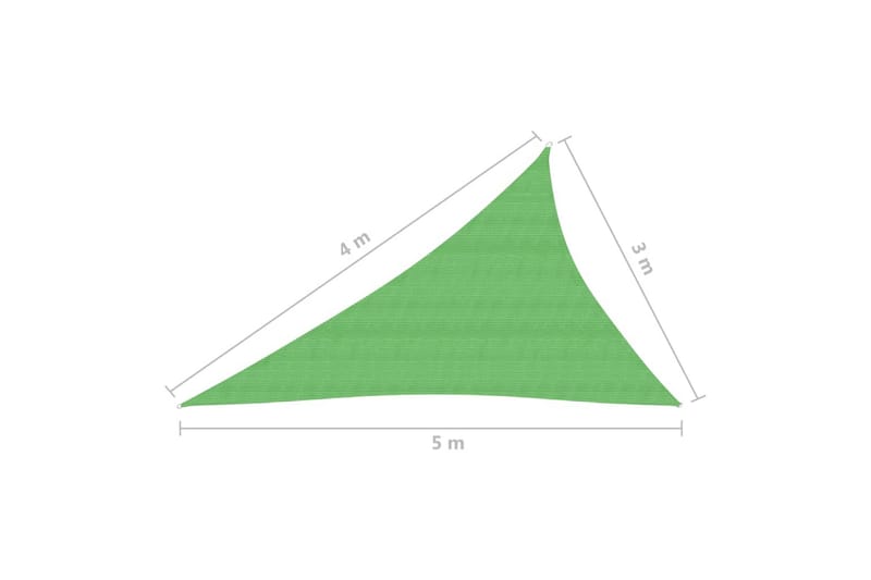 Aurinkopurje 160 g/m² vaaleanvihreä 3x4x5 m HDPE - Vihreä - Puutarhakalusteet - Aurinkosuoja - Aurinkopurje