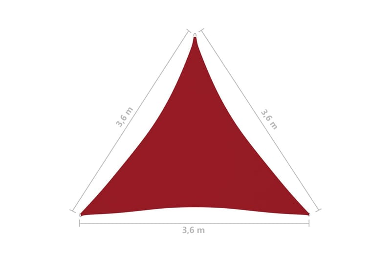 Aurinkopurje Oxford-kangas kolmio 3,6x3,6x3,6 m punainen - Punainen - Puutarhakalusteet - Aurinkosuoja - Aurinkopurje