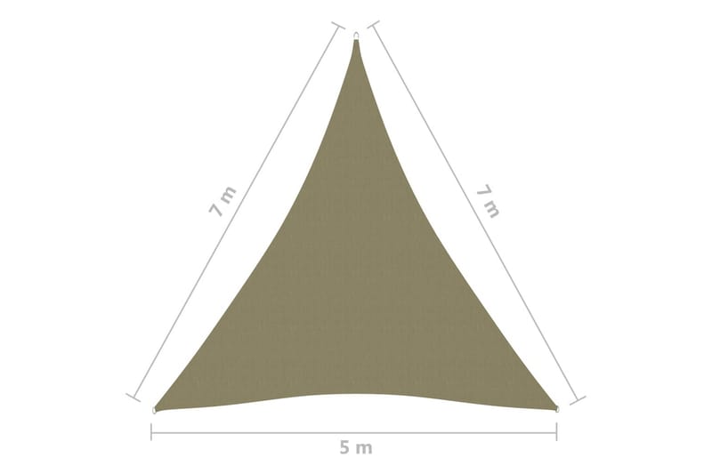 Aurinkopurje Oxford-kangas kolmio 5x7x7 m beige - Beige - Puutarhakalusteet - Aurinkosuoja - Aurinkopurje